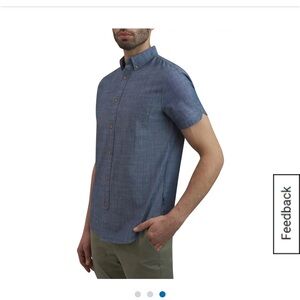 Ben Sherman Chambray Short Sleeve Button Down Shirt